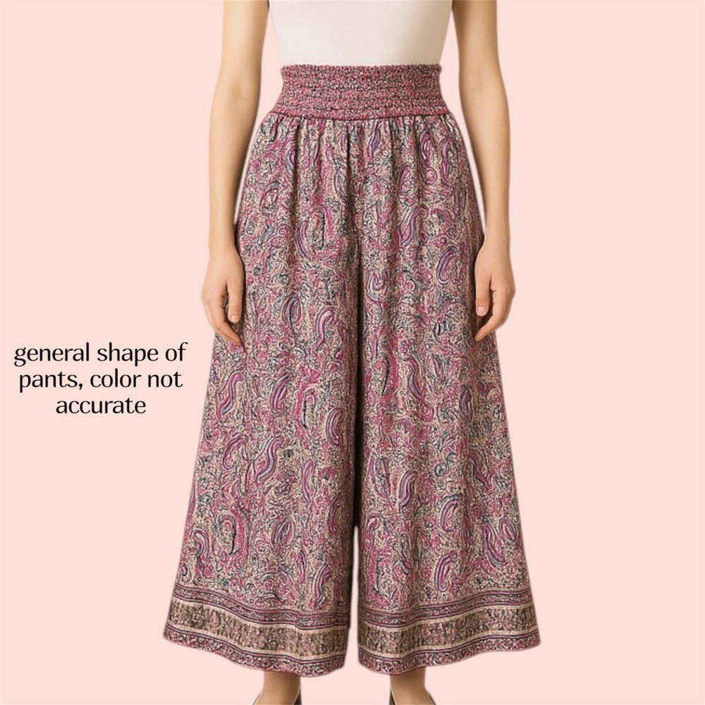 India Boutique Satin Extra Wide-Leg Boho Paisley Pants - Picture 8 of 8